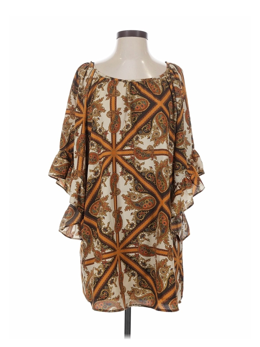 Voom joy han Tunic Women’s geometric Midi Dress boho vintage 70’s inspired Small